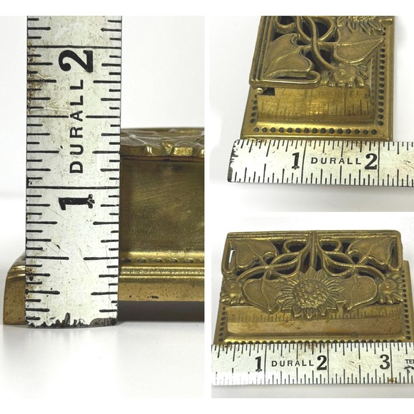 Vintage brass sunflower 2 roll stamp box: ring box - Picture 10 of 10